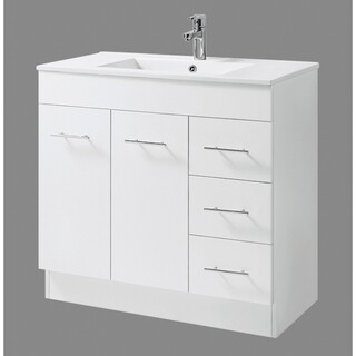 White gloss 2PAC cabinet with kickboard Ceramic Top Size: 900 x 465 x 850mm

