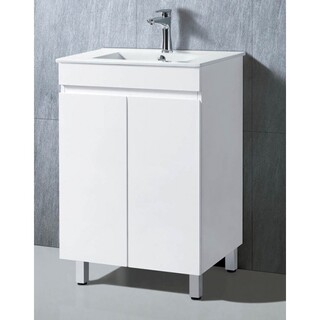 Vanity White gloss 2PAC cabinet with Legs Ceramic Top Size: 600 x 465 x 900mm