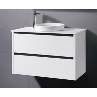 White Shadow line wall hung vanity Stone Top + Above counter basin 900 x 465 x 640mm