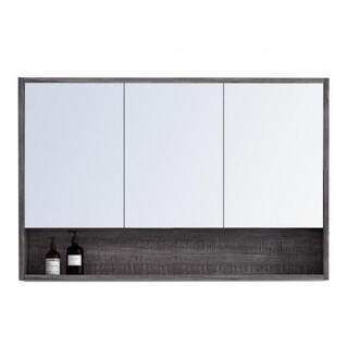 Timber look mirror shaving cabinet with shelf- Forest Grey 1200*750*150mm