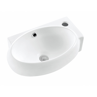 Oval Shape White Ceramic Above Counter Basin 420x280x130mm