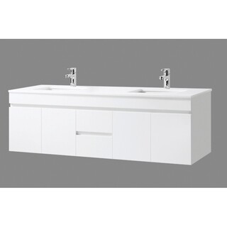 White Gloss Double bowl wall hung vanity  Onyx Top Size: 1500*485*520mm