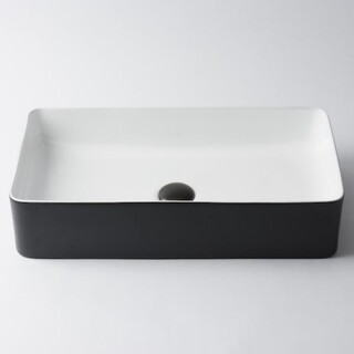 Square Black & White Ceramic Sink Above Counter Basin 651x345x110mm