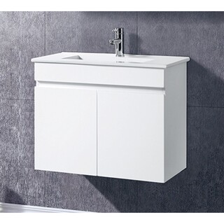 Slimline 750mm White gloss 2PAC wall hung Vanity with Ceramic Top  Size: 750 x 360 x 560mm
