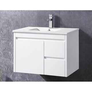 Wall Hung Vanity 750mm White Gloss 2Pac Vanity Ceramic Top 750 x 465 x 520mm