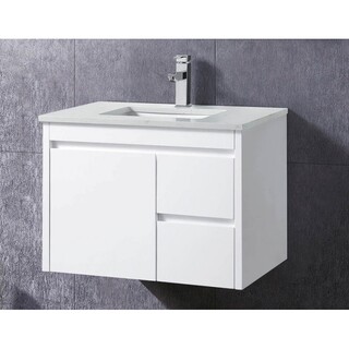 Wall Hung Vanity 750mm White Gloss 2Pac with TB307 Stone Top & Under Mount Ceramic Basin Vanity 750 x 465 x 520mm