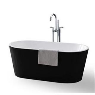 Bath Tub Free Standing 1500mm Black & White Modern Oval Curve Design 1500*750*58