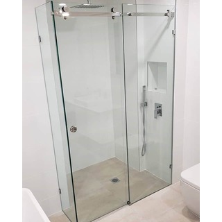 Frameless Adjustable Sliding Shower Screen 1200*900 10mm Front / Return Panel Set Toughened Glass