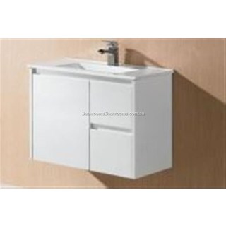 Bathroom Wall Hung Vanity Slimline & Basin Ceramic Top 750W x 355x 520mm