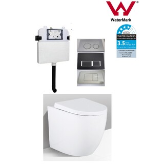 In Wall Toilet Suite New Ceramic S&P trap Soft Close Seat Tapered Curve Concealed Cistern Tornado Flush