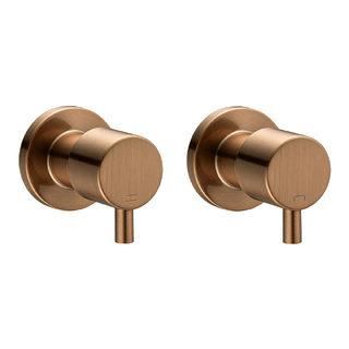 Round Brushed Copper Shower Wall Taps