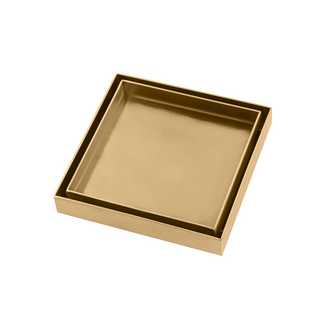 Brushed Yellow Gold Shower Grate Floor Waste Drain Smart Insert Tile 120*120mm(80mm Outlet)