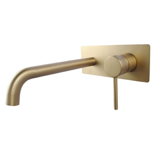 LUCID PIN Series Brushed Yellow Gold Wall Mixer With Round Spout