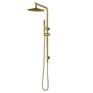 10'' Round Brushed Yellow Gold Shower Station Top Water Inlet(Right Angle)
