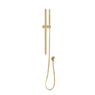 Round Brushed Brass Wall Mounted Sliding Rail with Water Hose & Wall Connector Only