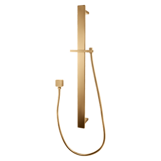 Square Brushed Brass Sliding Shower Rail without handheld Shower (PVC Hose)