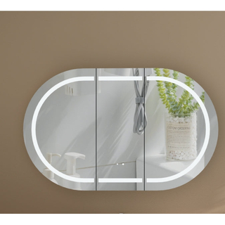 CARYSIL Mystic 1200 X 750mm WALNUT OVAL LED Shaving Cabinet