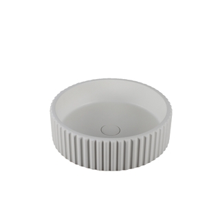 400x400x120mm Matte White Above Counter Carysil Fluted Concrete Basin