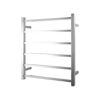 Square Chrome Electric Heated Towel Rack 6 Bars
