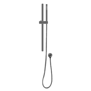 Round Gun Metal Grey Stainless Steel Rail with Handheld Shower,Fixed Wall Connector Set