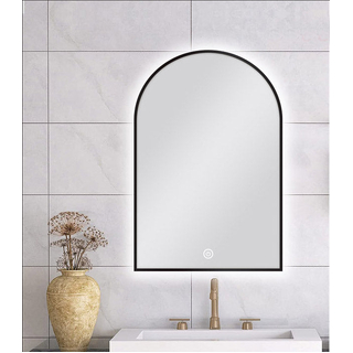 600 X 900 MM ARCHED SHAPE BLACK FRAMED CARYSIL LED MIRROR