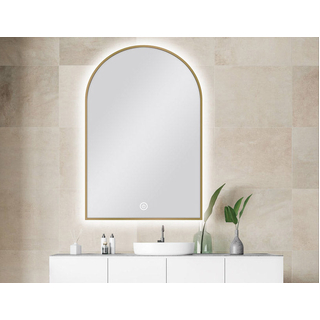 600 X 900 MM ARCHED SHAPE GOLD FRAMED CARYSIL LED MIRROR