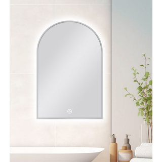 600 X 900 MM ARCHED SHAPE BRUSHED NICKEL FRAMED CARYSIL LED MIRROR