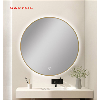 750MM ROUND GOLD FRAMED CARYSIL LED MIRROR