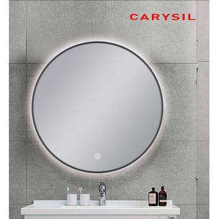 750MM ROUND GUN METAL FRAMED CARYSIL LED MIRROR