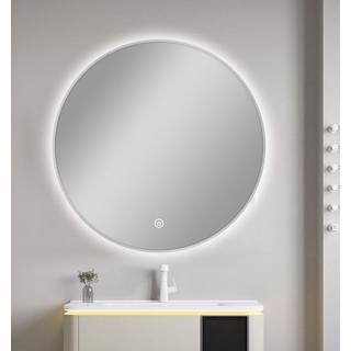 750MM ROUND BRUSHED NICKEL FRAMED CARYSIL LED MIRROR