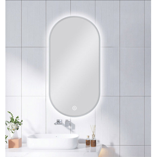 450 X 900MM PILL SHAPE GUN METAL FRAMED CARYSIL LED MIRROR