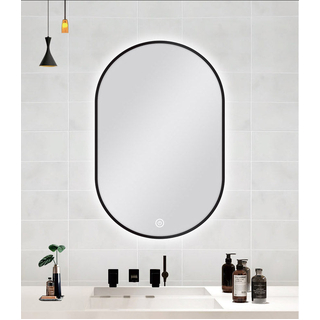 600 X 900MM OVAL SHAPE BLACK FRAMED CARYSIL LED MIRROR