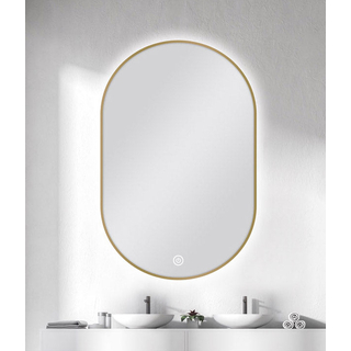600 X 900MM OVAL SHAPE GOLD FRAMED CARYSIL LED MIRROR