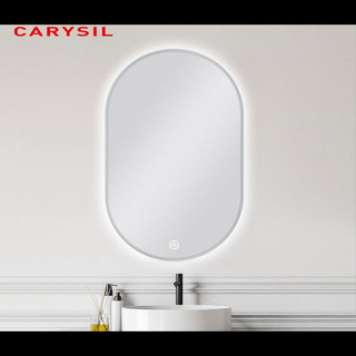 600 X 900MM OVAL SHAPE BRUSHED NICKEL FRAMED CARYSIL LED MIRROR