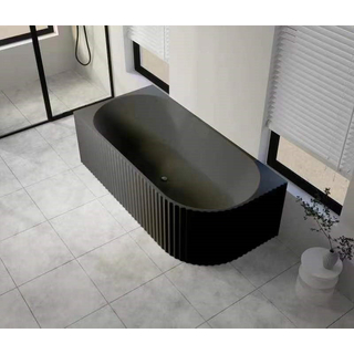 1700x800x600mm Gina Fluted Left Corner Matte Black