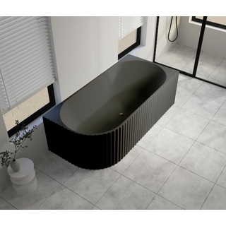 1500x750x580mm Gina Fluted Right Corner Gloss Black