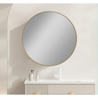 GOLD FRAMED ROUND CARYSIL MIRRORS 600MM