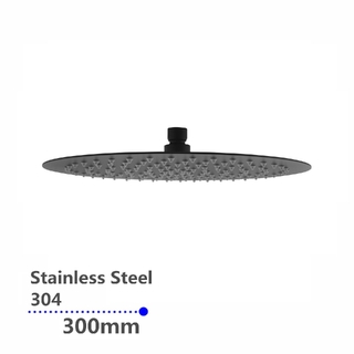 Round Matt Black Rainfall Shower Head 300mm