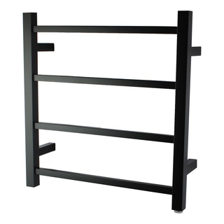Square Matte Black Heated Towel Rack 4 Bars