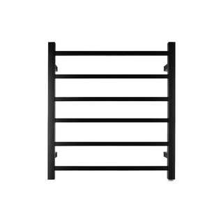 Square Black Electric Heated Towel Rack 6 Bars