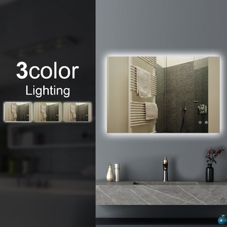 1200*800mmSharp Edge 3 Color Lighting Backlit LED Mirror Touch Sensor Switch Defogger Pad Wall Mounted Vertical or Horizontal