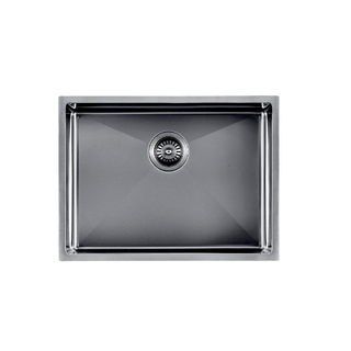 Satin - Gun Metal Grey 600x450x230mm Satin Stainless Steel Handmade Single Bowl Sink for Flush Mount and Undermount