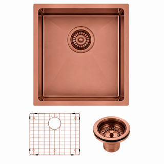 250x450x215mm Rose Gold PVD 1.2mm Handmade Top/Undermount Single Bowl Kitchen Sink