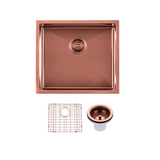 500*440*230mm Rose Gold PVD Hand-made Single Bowl Kitchen Sink(Round Edges)