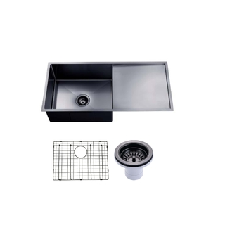 960*450*230mm Gun Metal Grey Hand-made Single Bowl Kitchen Sink(Round Edges)