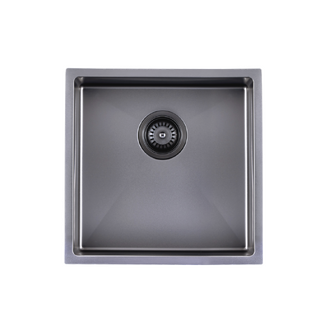 440x440x205mm Gun Metal Grey Stainless Steel Handmade Single Bowl Sink for Flush Mount and Undermount