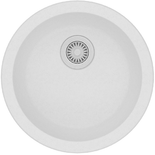White Granite Quartz Stone Kitchen/Laundry Sink Round Single Bowl Top/Under Mount 460mm