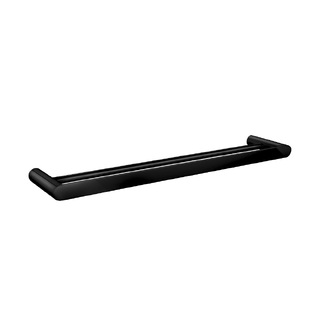 Esperia High Gloss Black Solid Brass Double Towel Rail 600mm