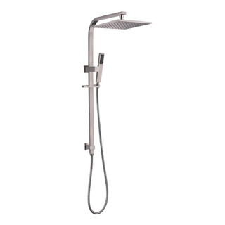 Dual Shower Brushed Nickel 250mm Square Shower Station With Hand Held Head