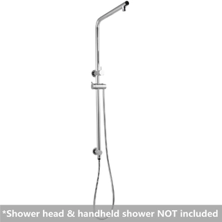 Chrome Dual Hand and Rain Shower RAIL ONLY WITH HOSE Curve Round Design Top Inlet